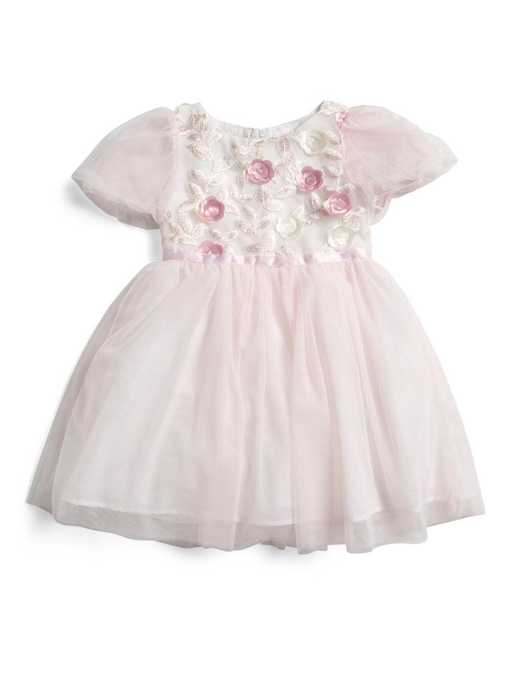 Pink and White Floral Tulle Dress
